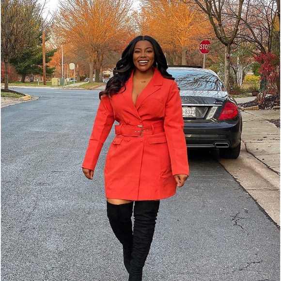 Missguided Jackets & Blazers - Fall dark orange blazer dress